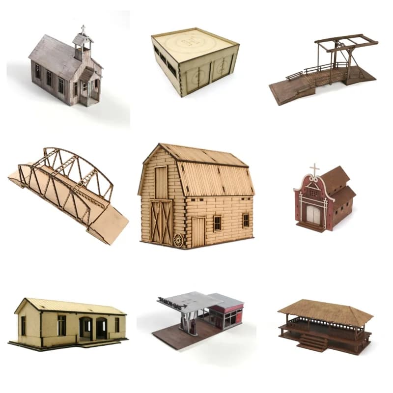 1/72 Holz montage Gebäude Puzzle Modell hand gefertigtes Spielzeug für Szenen modelle