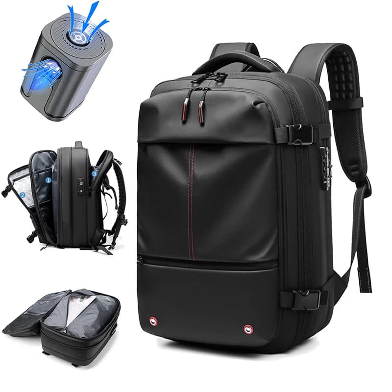 Reise-Rucksack für Herren 17 Zoll Laptop-Rucksack mit Vakuum-Kompression Business-Rucksack mit Großer Kapazität Schul-Rucksack Erweiterbarer