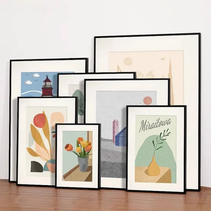 MoeTron A2 Posterrahmen 40×60 cm Aluminium Bilderrahmen A2 Wandrahmen Schwarz/Gold Rahmen für Bild 40x60 A2 Fotorahmen A3