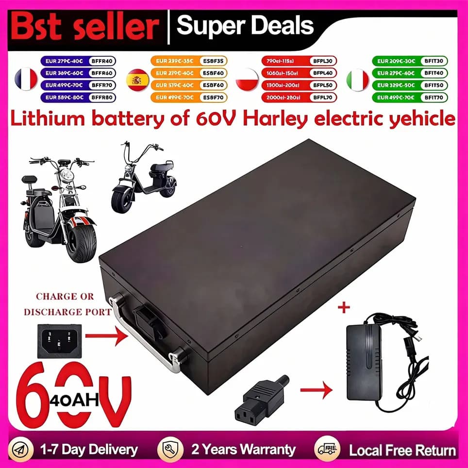 Für Harley Batterie 60V 20Ah 30Ah 40Ah Elektromotorrad 18650 Lithium-Batterie Geeignet für CityCoco Elektroroller-Akku