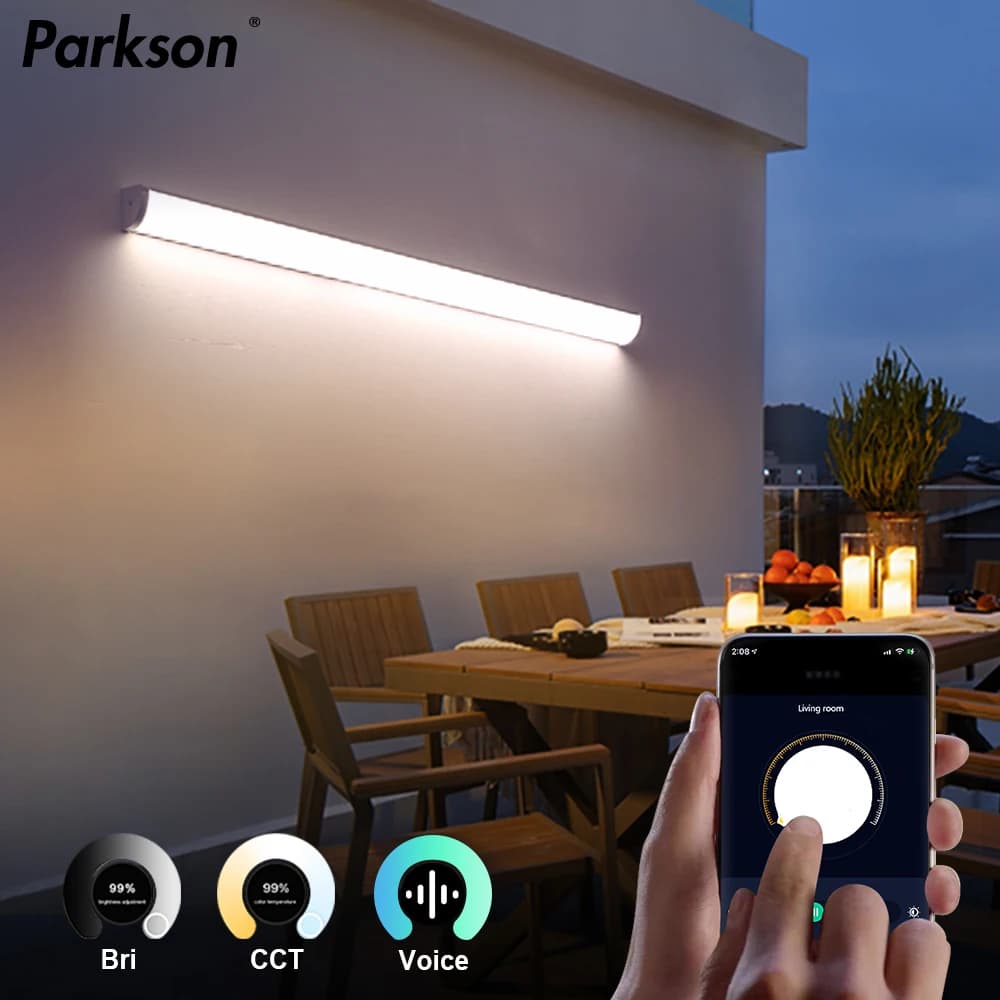 Moderne wasserdichte lange Streifen Wandleuchte IP65 Outdoor LED Wandleuchten Garten Villa Veranda Hof Wandleuchte Licht Außenbeleuchtung