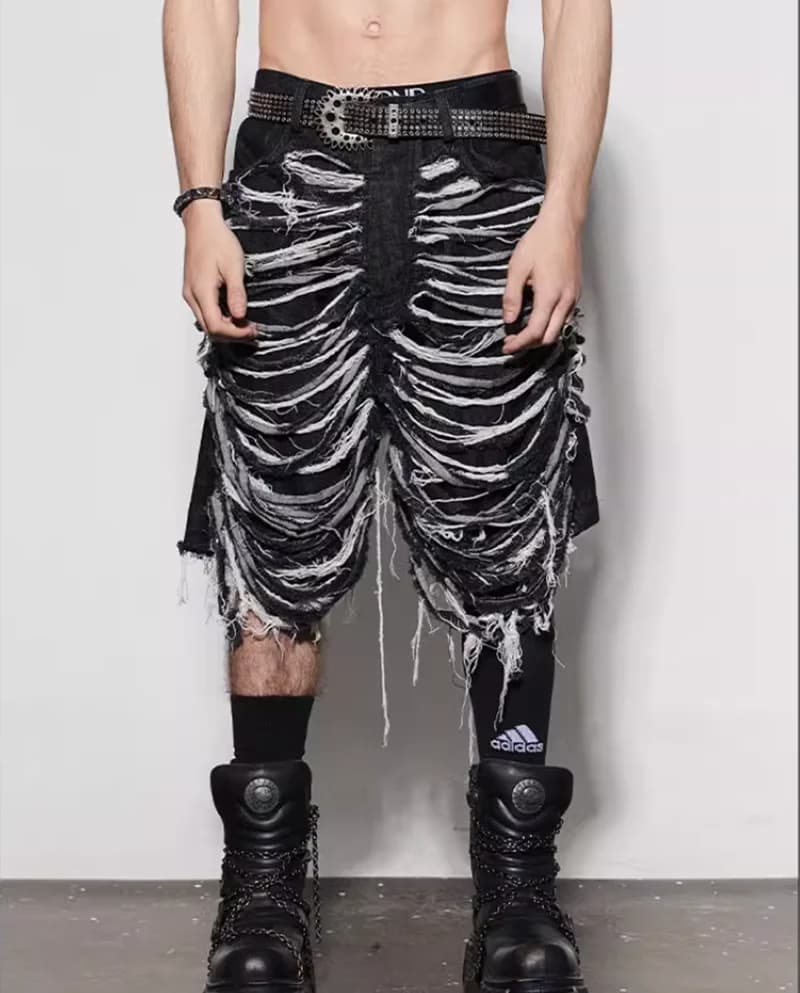 Sommer Harajuku Vintage Hohe Taille Schwarz Retro Gewaschen Denim Shorts Mann der Mode Lässig Lose Y2K Streetwear Mid Lange Kurze