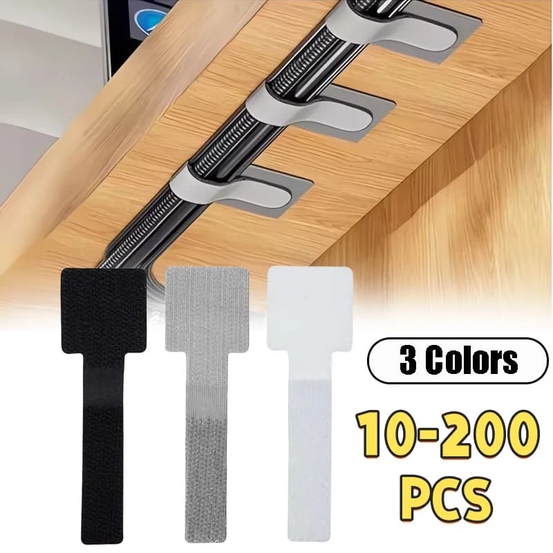 Neue wiederverwendbare Kabelbinder mit Klettverschluss, selbstklebender Netzkabel-Kabelhalter, verstellbare Kabelaufbewahrung, Desktop-Organizer,