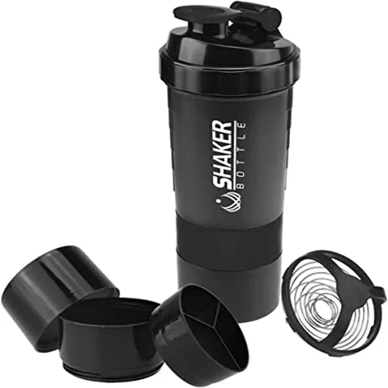 1pc Tragbare Protein Shaker Tasse mit Pulver Lagerung Container 500ml Mixer Tasse Gym Sport Wasser Flaschen mit draht Schneebesen Ball