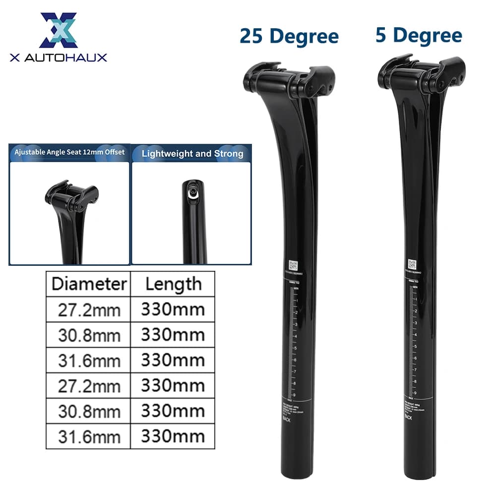 X Autohaux Fahrradsattelstützen 27,2 x 330 mm 30,8 x 330 mm 31,6 x 330 mm Kohlefaser schwarz verstellbarer Winkelsitz 12 mm versetzt
