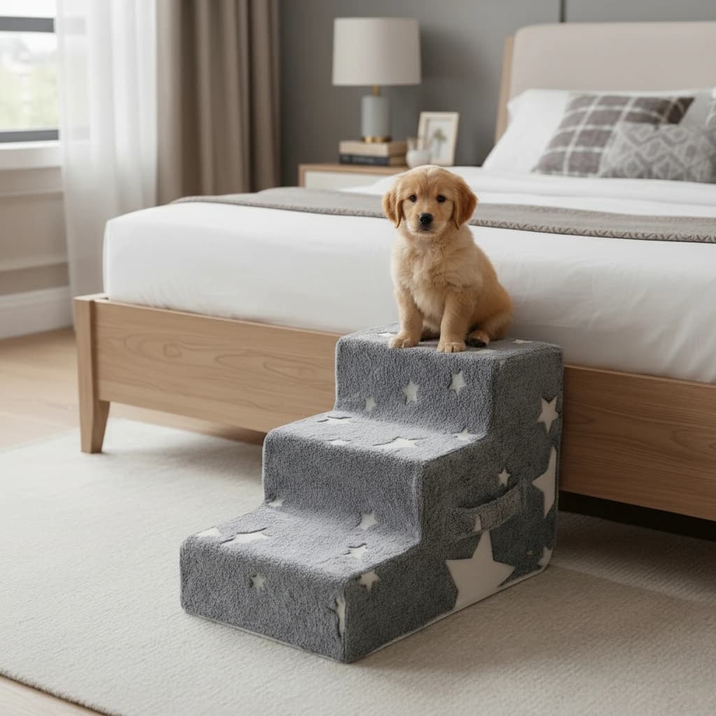 Treppe für Hunde, Haustierrampe, Treppe, Katze, Hundeleiter, 3–4 Stufen, Treppe für Hunde, Welpenrampe, abnehmbarer Schwamm,