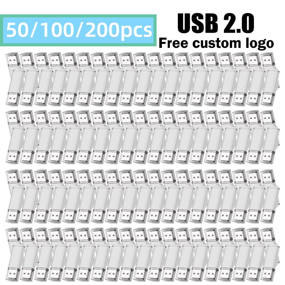 50/100/200 Stück Großhandelspreis Metall USB 2.0 Flash-Laufwerk 4GB 8GB USB-Stick 64GB Speicherstick Gratis Logo Geschenke Wasserdichter U-Disk