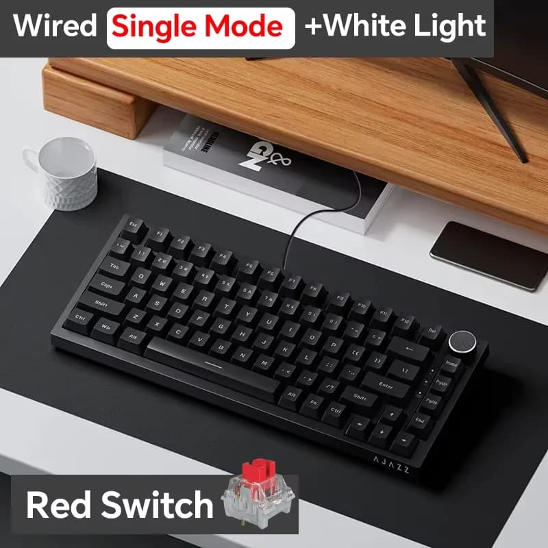 AJAZZ AK820/Pro Kabellose Mechanische Tastatur Bluetooth 5.1 2.4G USB-C Kabelgebunden Hot-Swappable RGB Gaming-Tastatur Gasket-Mount mit
