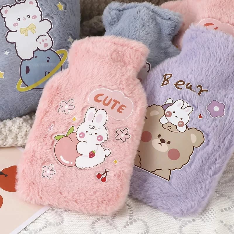 500 ml weiche Wärmflasche Winter Handwärmer süße Kawaii Wasserflasche für Mädchen tragbare Taille Handbett warme Flaschen
