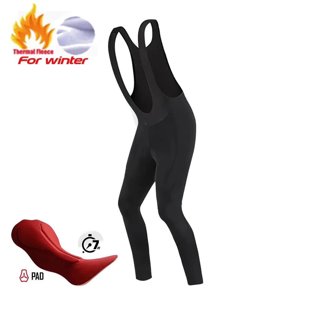 Winter Radfahren Trägerhose 2025, klassische schwarze Thermo-Fleece-lange Hose für Herren, Winter-Fahrrad-Reit-Shorts, Sport-Laufhose