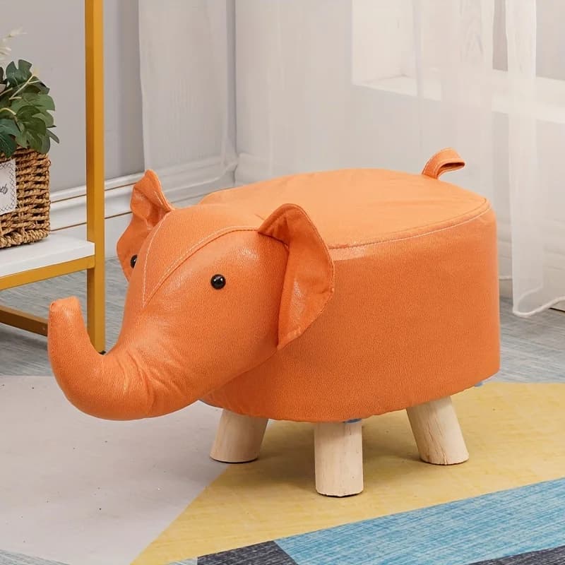 1-Elefant-Hocker, Tierhocker für Kinder, niedlicher und kreativer Elefantenhocker, Massivholz-Technologie, Stoff, perfekt für das Wohnzimmer