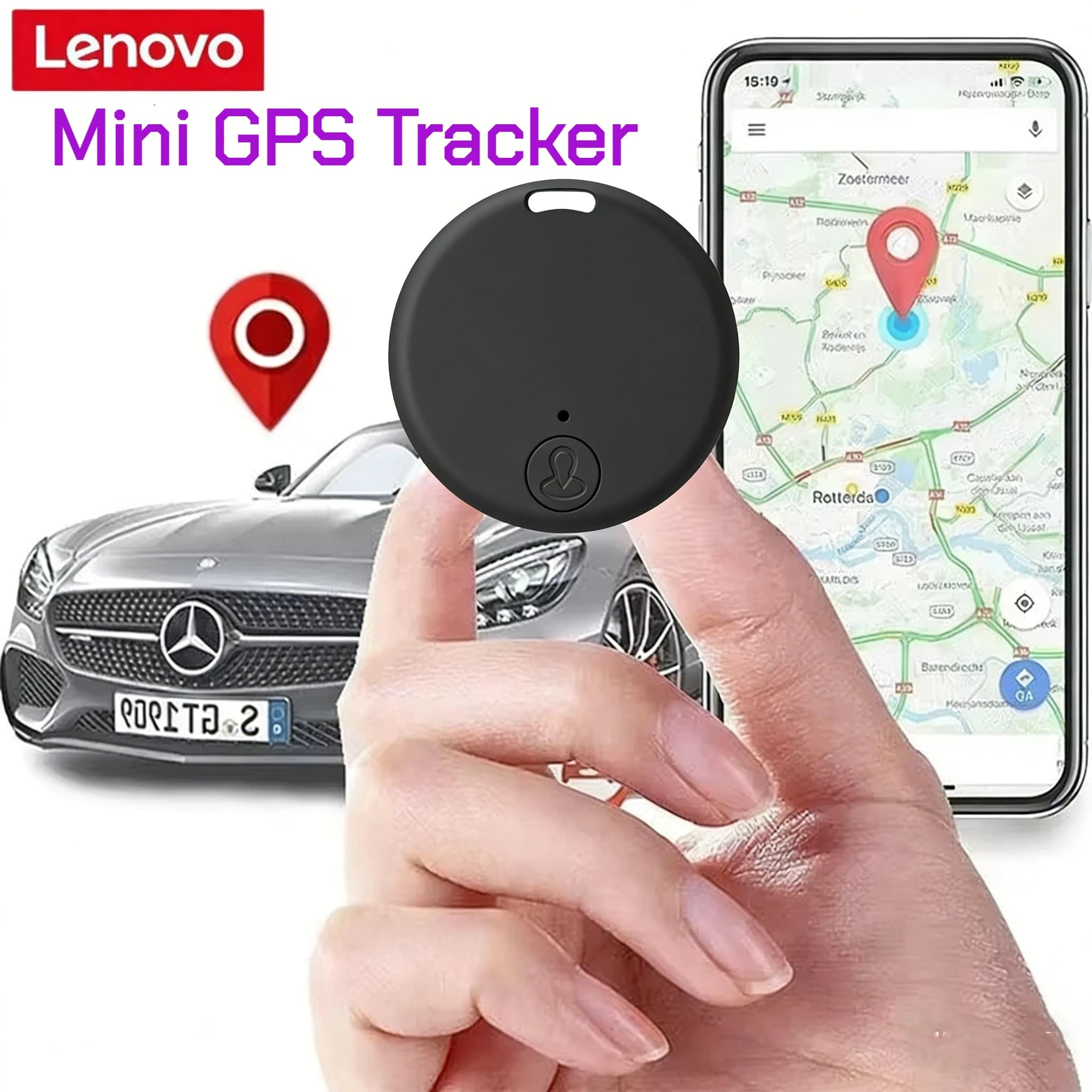 Lenovo Bluetooth 5.3 GPS Smart Tracker Air Tag Anti-Verlust-Gerät für Haustiere, ältere Menschen, Kinder, Geldbörsen-Tracking für IOS Android