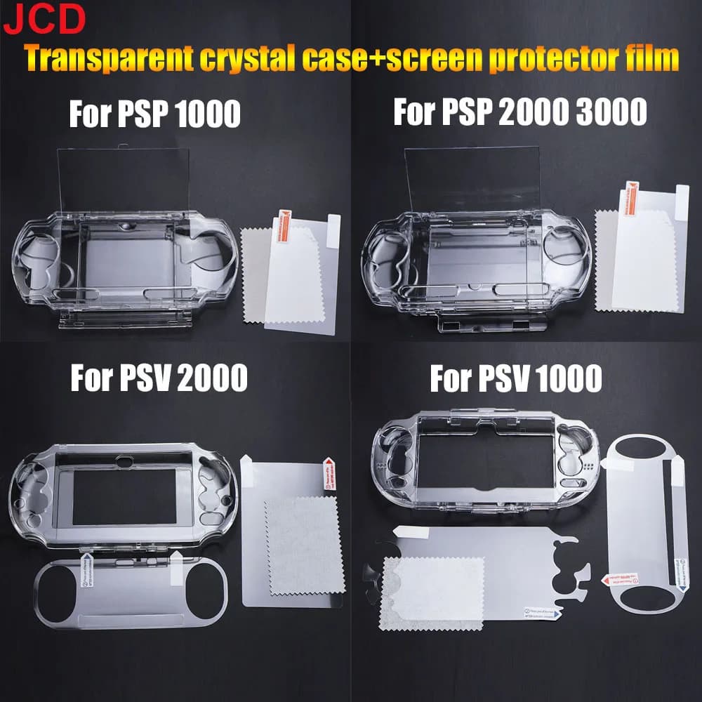 Klare Kristallhülle, Hartschale für PSV 1000 2000, transparente Schutzabdeckung für PSP 1000 2000 3000 mit Displayschutzfolie