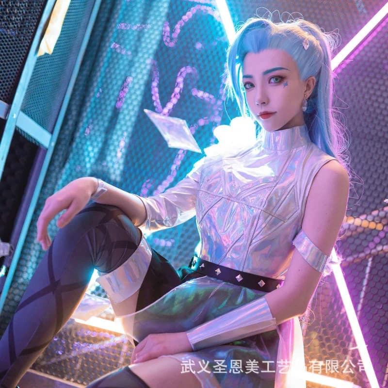 Spiel LOL Cosplay KDA Seraphine Cosplay Kostüm league of legends Cosplay Out Kostüm Frauen Kleid Rock mit Ohrring Set KDA alle