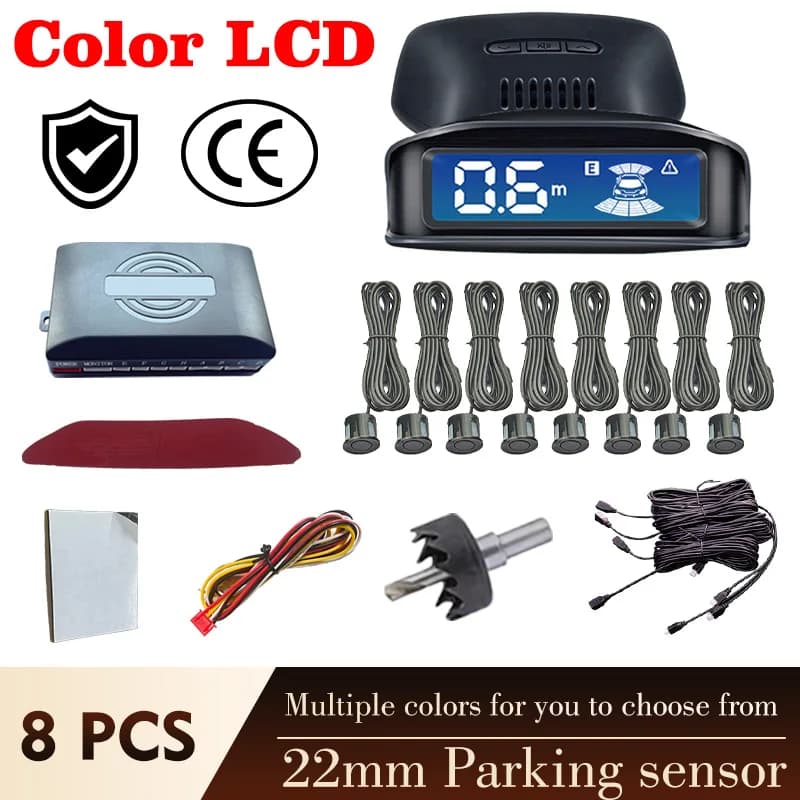 LCD-Monitor 4-Sensor-Radar-Erkennungssystem 12-Farben-Hintergrundbeleuchtung 12V Einparkhilfe-Rückfahrassistent-Kit