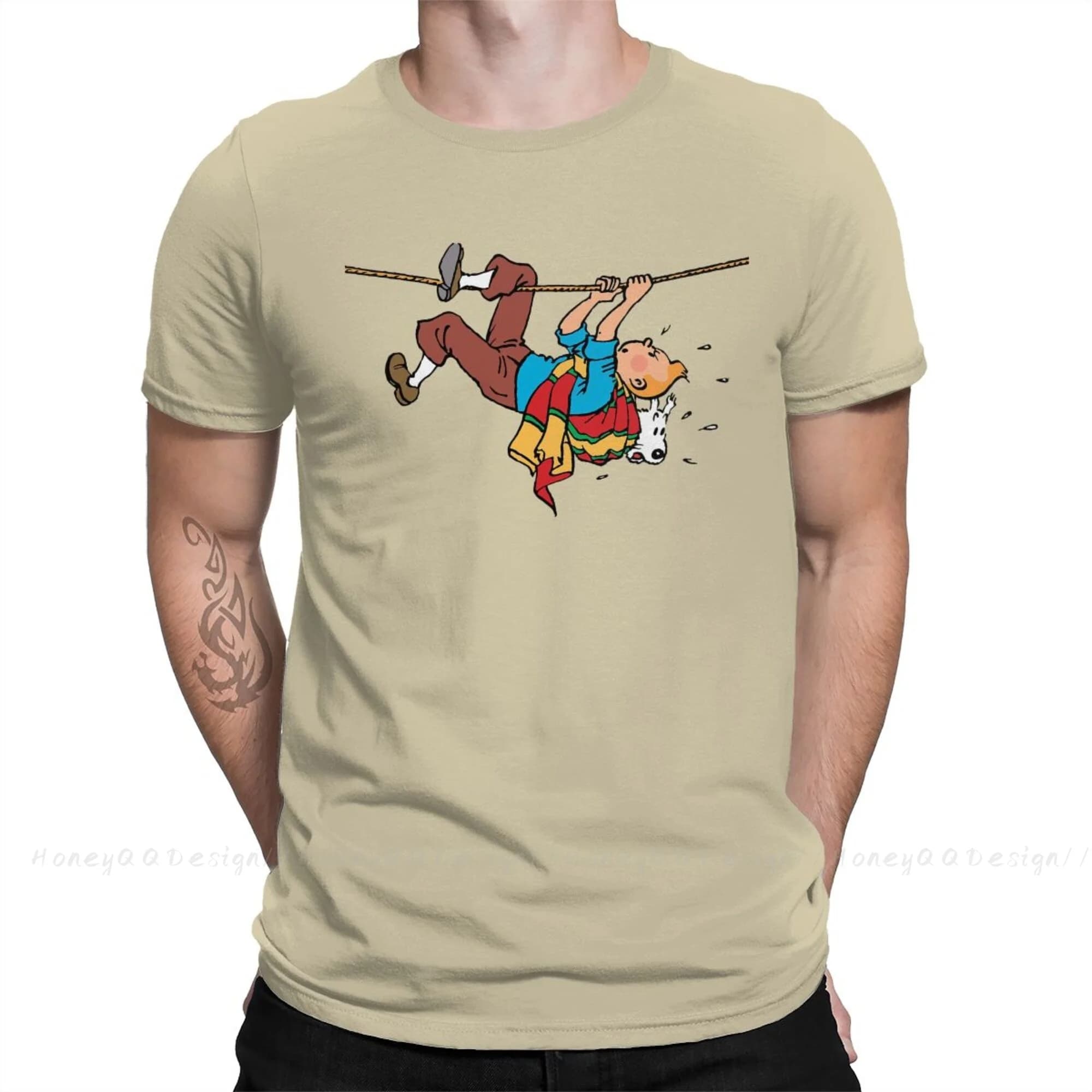 Kuifje Seil Klimbing Mode T-shirt Design Gaston Lagaffe Anime Baumwolle Hemd Männer Unisex T-Shirt Übergroßen Erwachsene Plus Größe