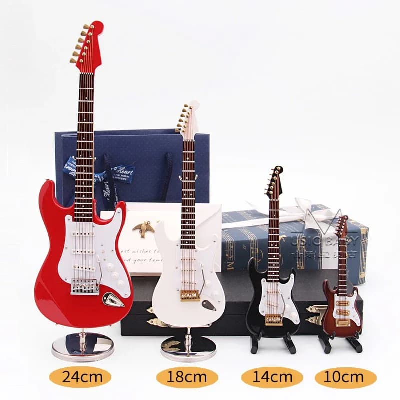Mini-E-Gitarre, Miniatur-Gitarrenmodell aus Holz, Musikinstrument, Gitarren-Dekoration, Geschenk, Dekor für Schlafzimmer, Wohnzimmer, 10–24