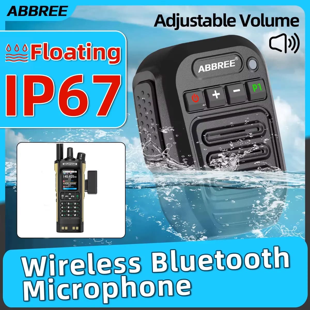 ABBREE Drahtlose Bluetooth Handheld Lautsprecher Mic Wasserdichte Schulter Mikrofon Für BaoFeng Quansheng Walkie Talkie UV-32