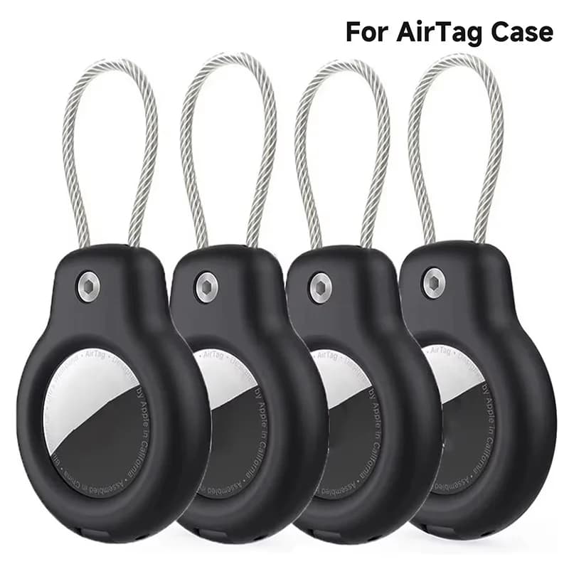 Für Apple Airtag Hülle Hartplastik Halter Anti-Verlust Schlüsselanhänger mit Stahlkabel für Haustiere Halsband Rucksack Gepäckanhänger GPS