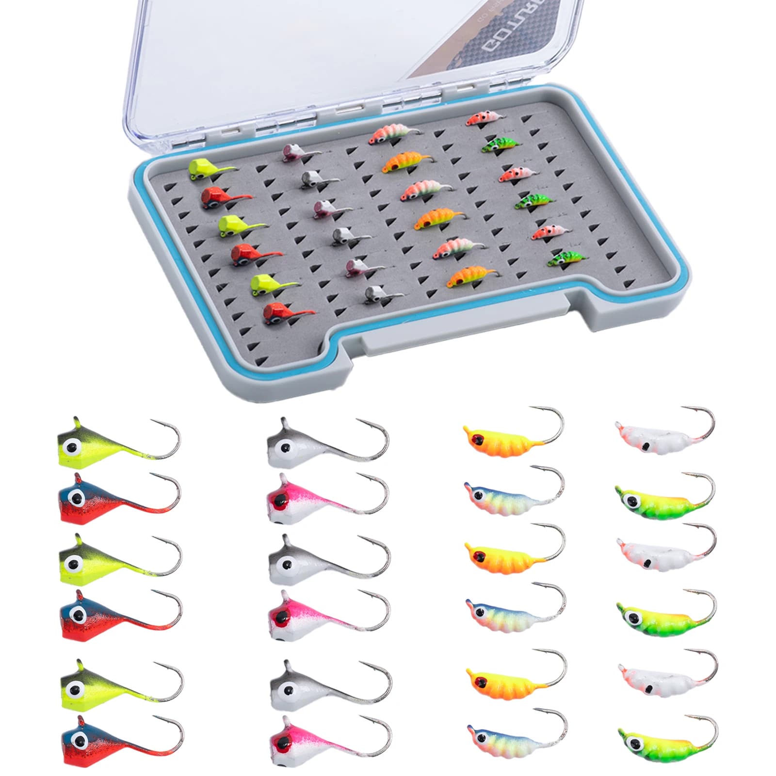 Goture 1/Box Wolfram-Eisfischköder Winter-Hartköder Angelhaken für Crappie, Panfish, Zander für Süß- und Salzwasser