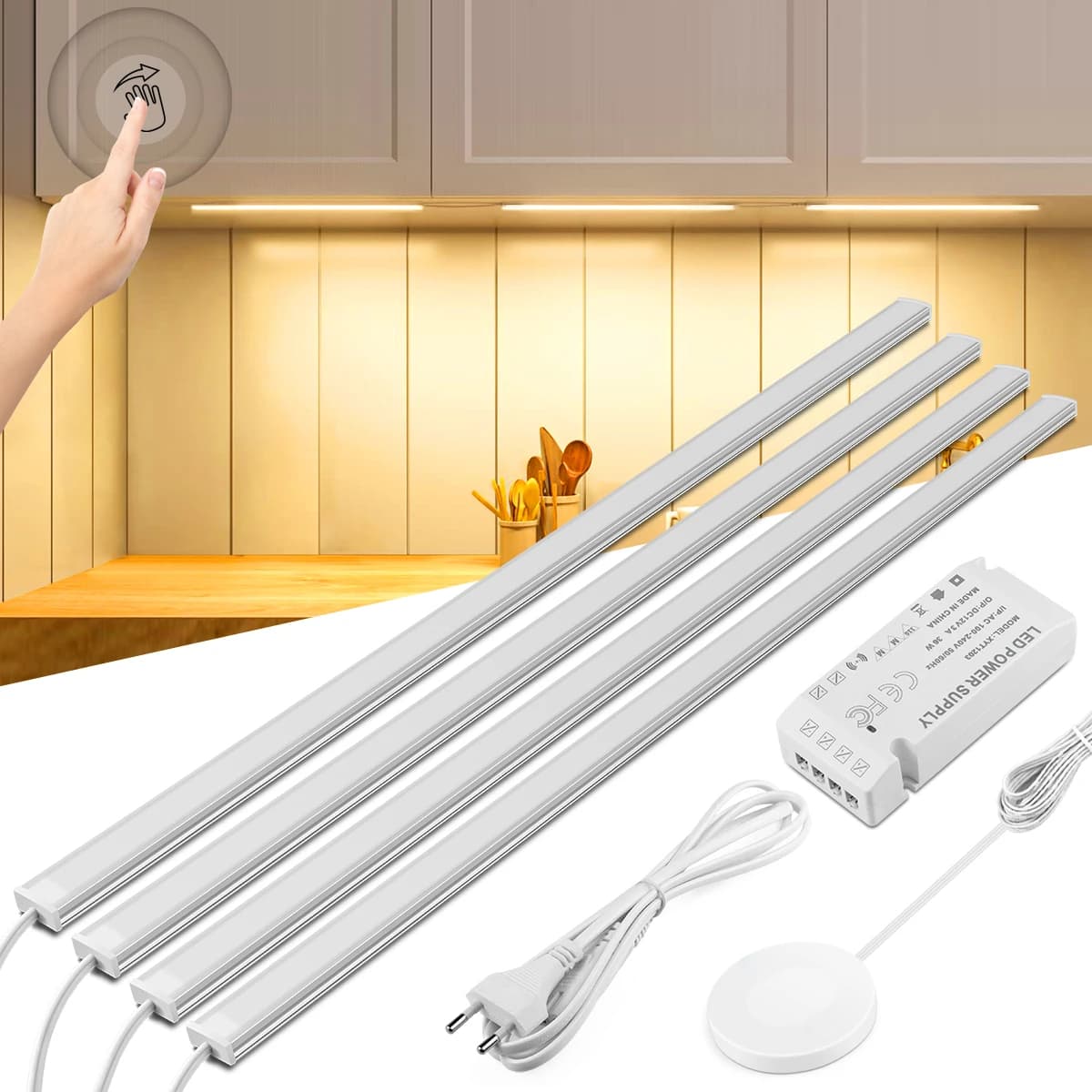 Motion Touch Sensor LED Lichter Drahtlose Licht Durchdringbare Holz Aluminium Bar Licht Schrank Garderobe Lampe Hintergrundbeleuchtung Für Küche