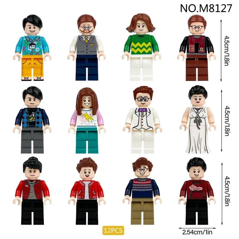 M8127 Schülerreisegruppen-Puppen, Lehrerinnen und Kinder bauen kleine Partikelspielzeuge, Mini-Puppen und humanoide Puppen zusammen.