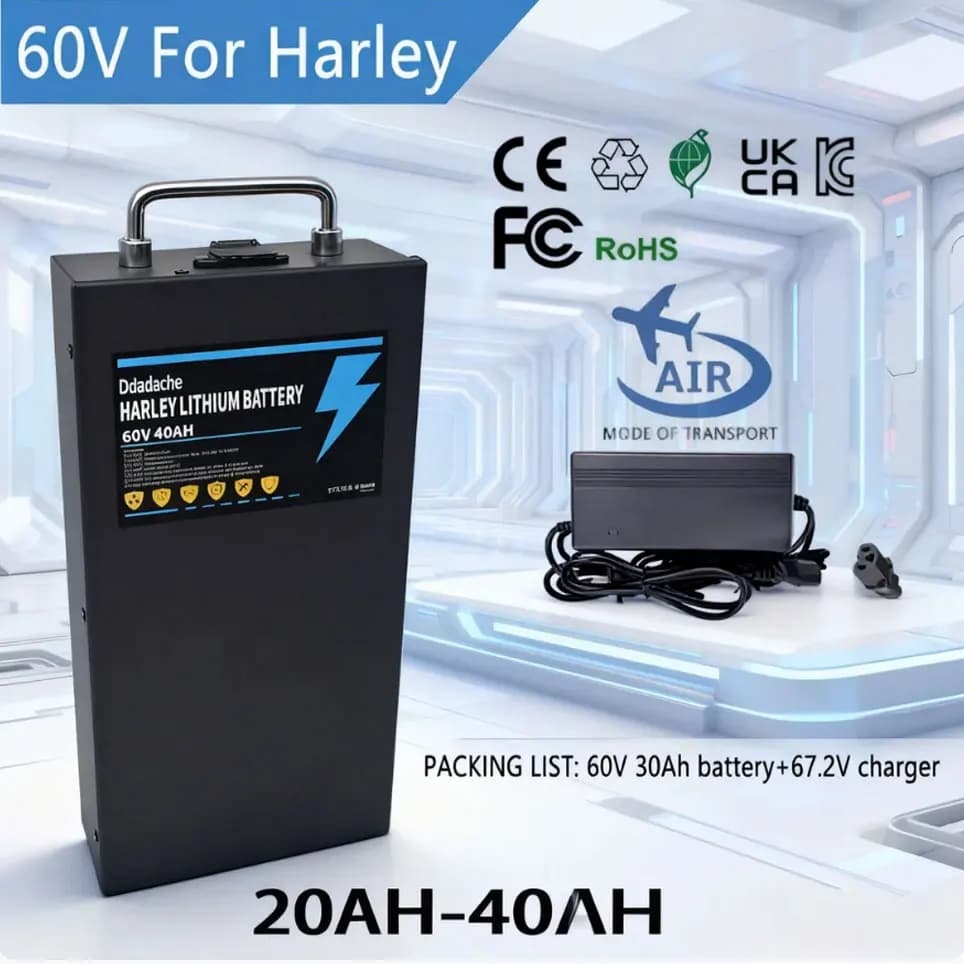 🎀   Für Harley-Batterien 60V 20AH -60AH Lithium-Akkupack, mit 40AHBMS 3000W Elektroroller Motorrad+Ladegerät