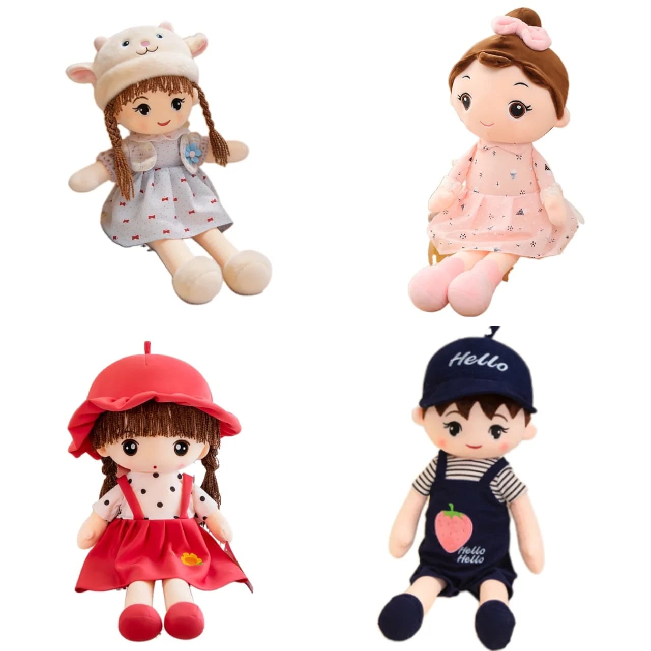 45cm Kawaii Schöne Mädchen-Plüschpuppe Kissen mit Kleid und Lammfellmütze Weiche Puppe für Frauen und Mädchen Heimdekoration Geschenk für