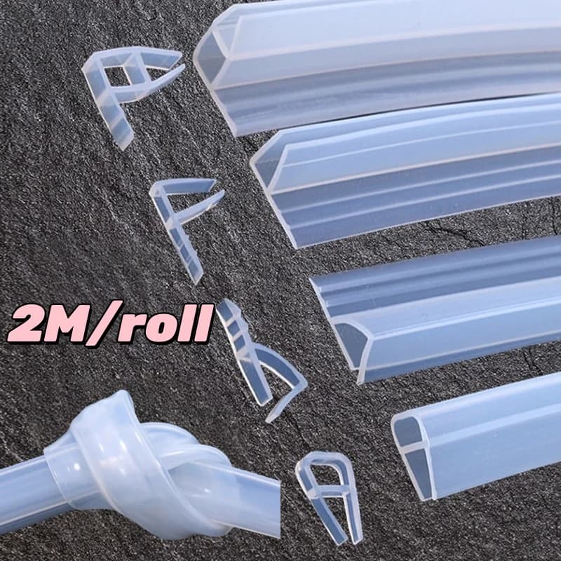 2 Meter verbreiterter F/h-förmiger Silikonkautschuk, rahmenloser Duschraum-Tür-, Fensterglas-Dichtungsstreifen, Dichtungsstreifen für 6/8/10/12 mm