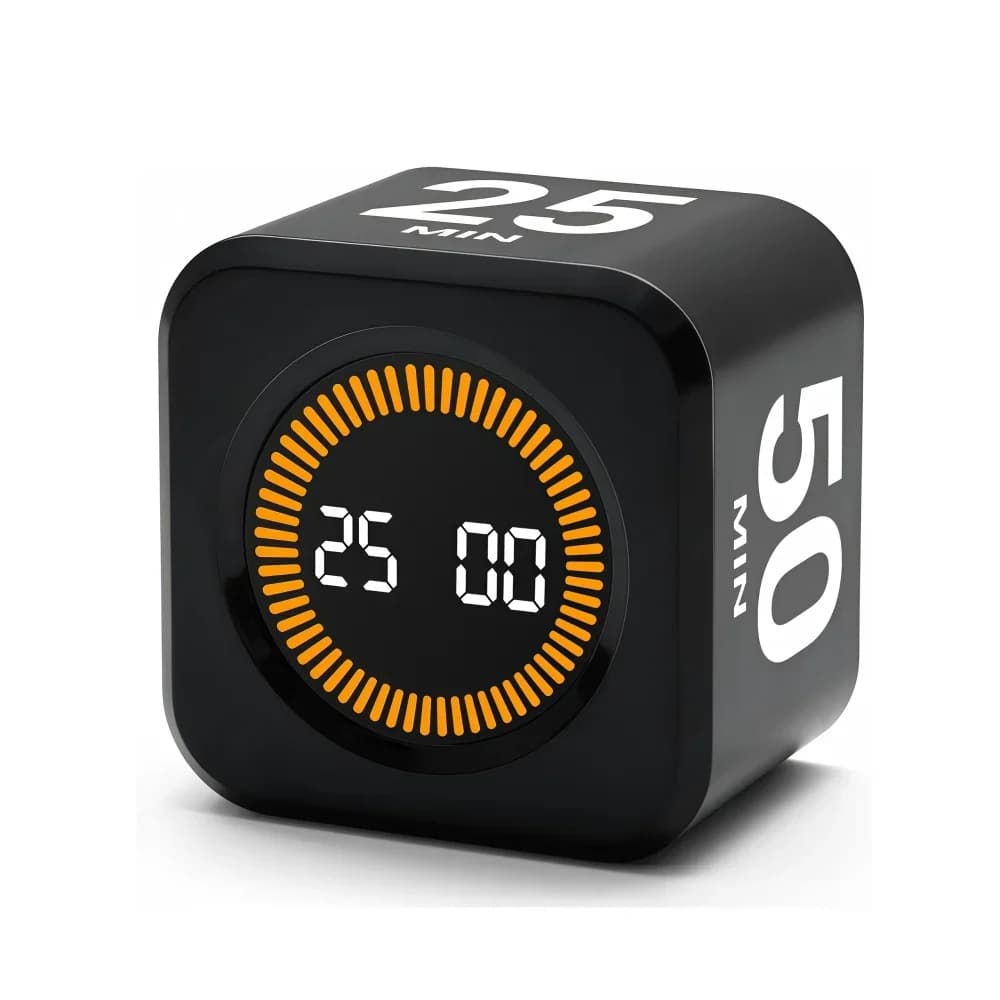 Schwerkraftsensor-Timerwürfel zum Lernen, visueller Flip-Timer mit LED-Bildschirm, Fokus-Zeitmanagement-Tool für Arbeit, Fitness, Yoga, Kochen