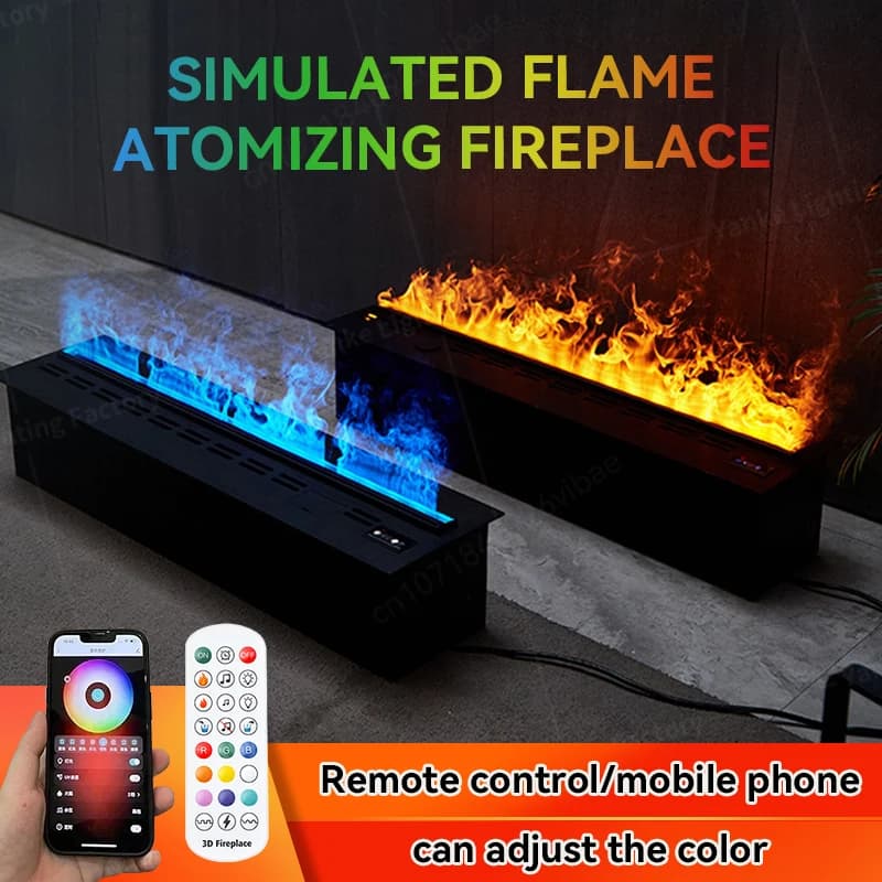 3D Zerstäubter Kamin APP-Steuerung LED Bunte Flamme ECO Wasserdampf Elektrischer Kamin für Innenfernseher Wand Wohnzimmer Dekor