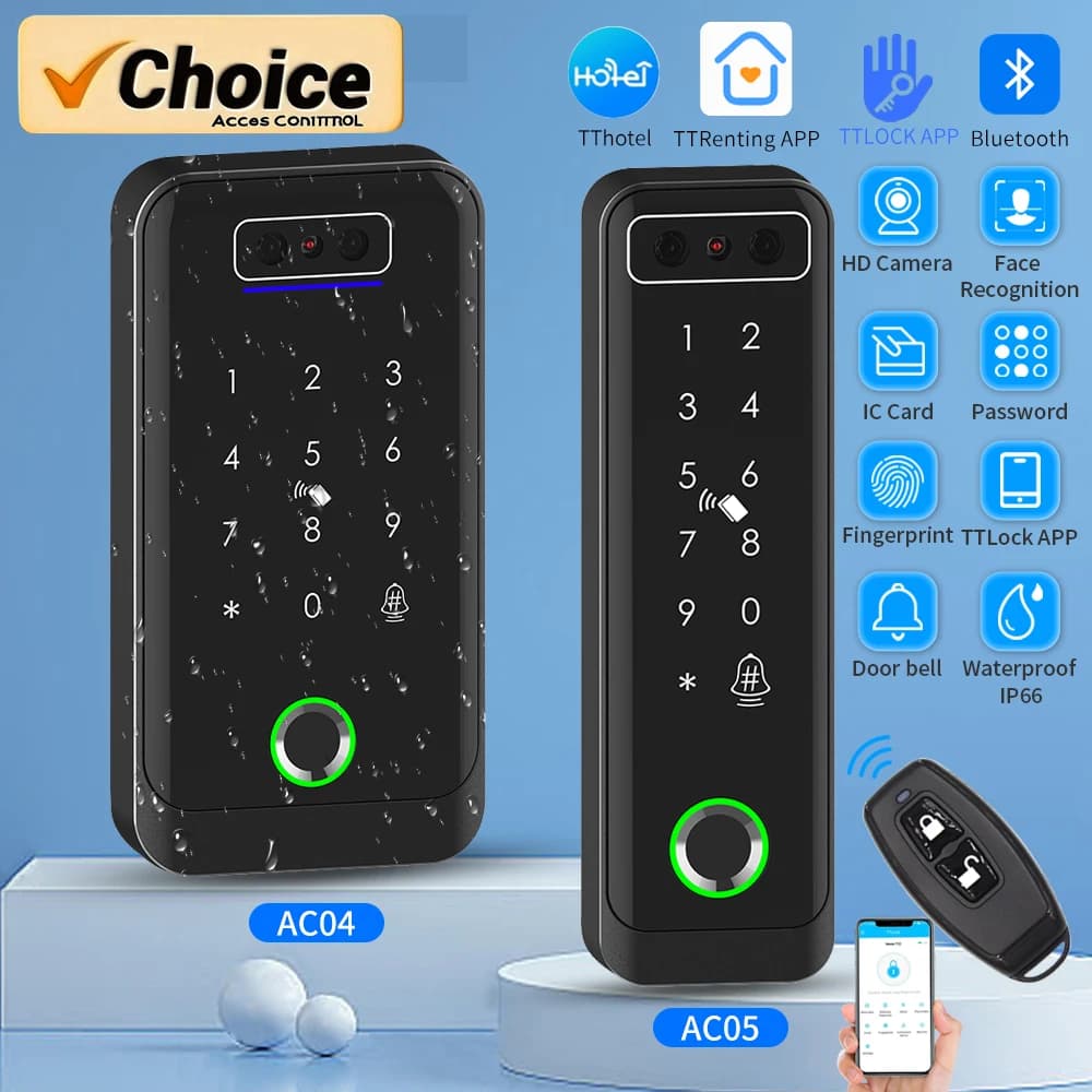 IP66 Wasserdichte 3D Gesichtserkennung Smart TTLOCK Bluetooth Fingerabdruck Zugangskontrollsystem Für TT Hotel Apartment TTRenting
