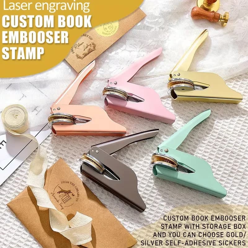 Buntes Embosser-Stempel-LOGO, individuelles Hochzeits-Bibliotheksbuch, private Siegel, individuelle Gestaltung, Umschlag, Party-Einladung, Prägung