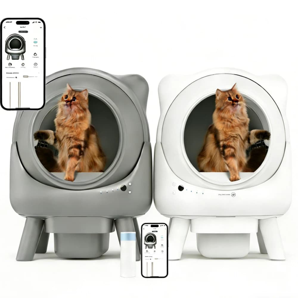 Amicura Cura X1 Großräumige Intelligente Spritzwassergeschützte Vollautomatische Roboter-Selbstreinigende Katzentoilette mit App-Fernbedienung