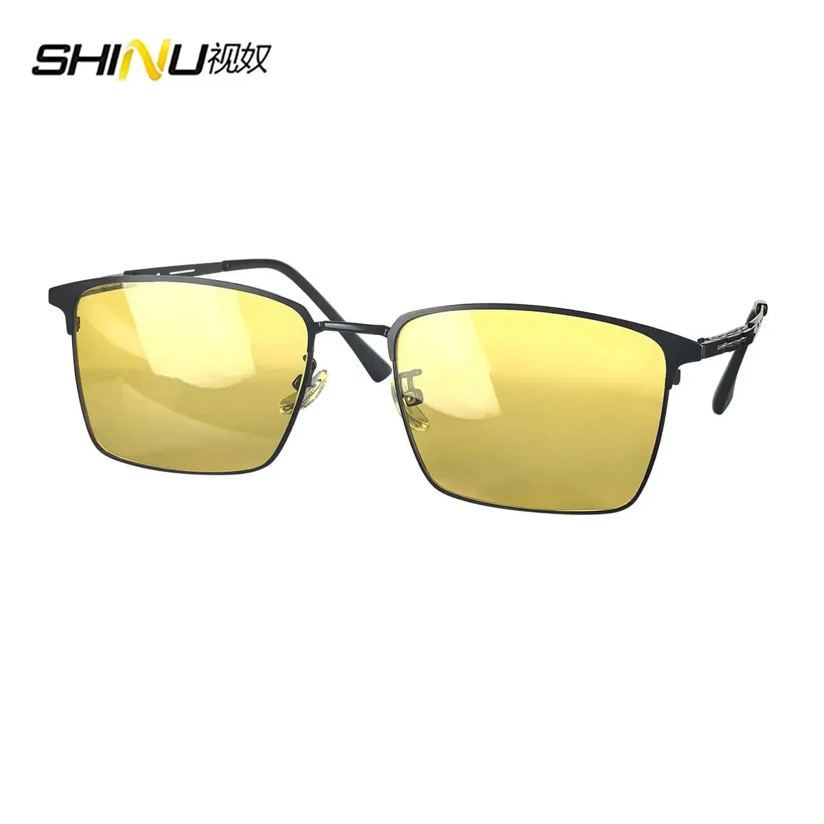 SHINU Große Brille mit roten Gläsern, besser schlafen, orangefarbene Linse, Anti-Blaulicht-polarisierte gelbe Linse zum Fahren, Angeln, Nachtsicht