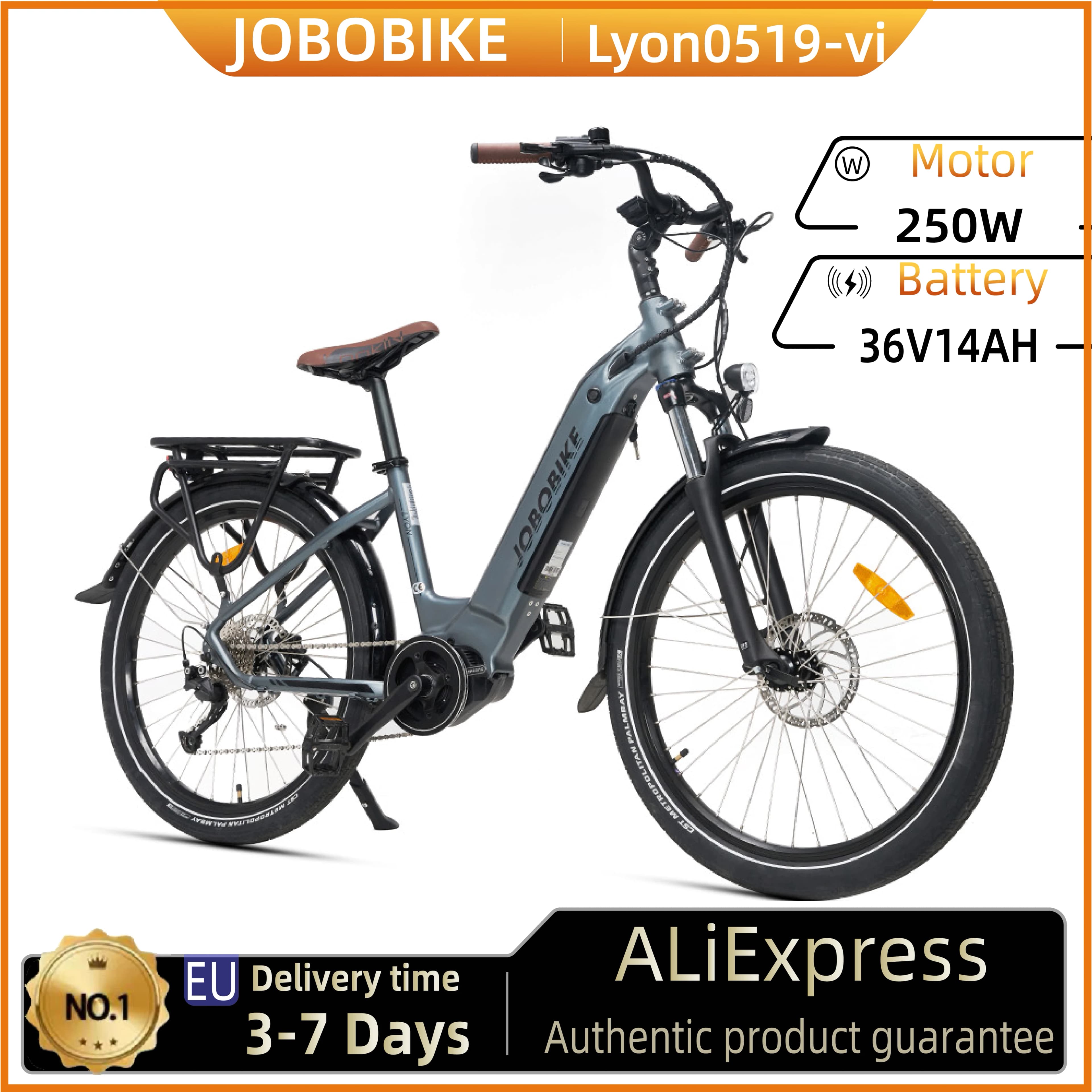 Elektrofahrrad JOBOBIKE Lyon Herren City Commuter, Bafang Motor, Tektro Bremsen, CST-Reifen