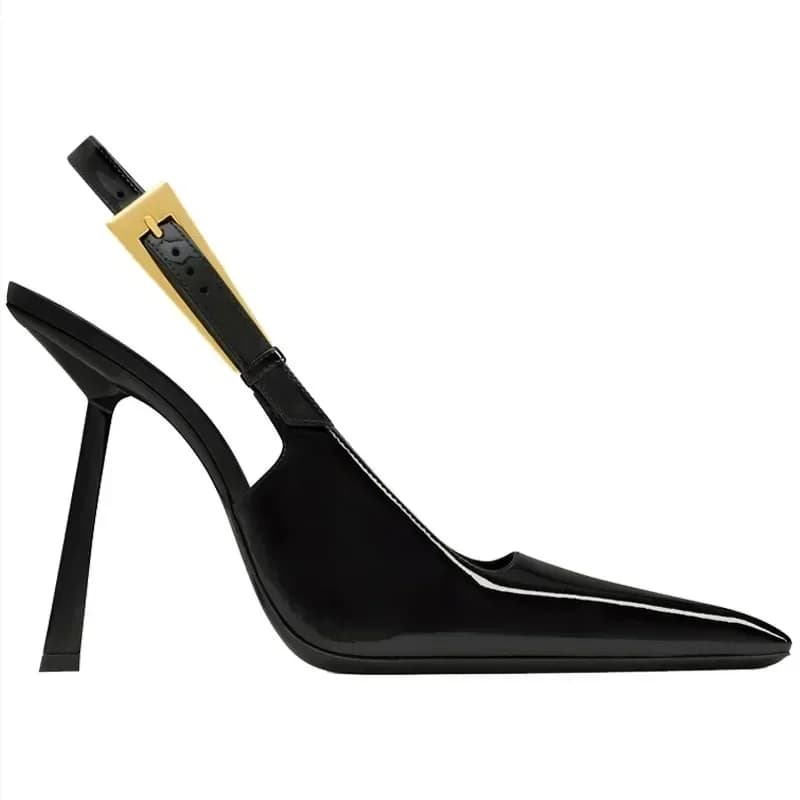 Spitze Stiletto Heels Frauen Pumpen Patent Leder 2024 Sommer Designer Mule Sandalen Elegante Sexy Büro High Heels Frauen Schuhe