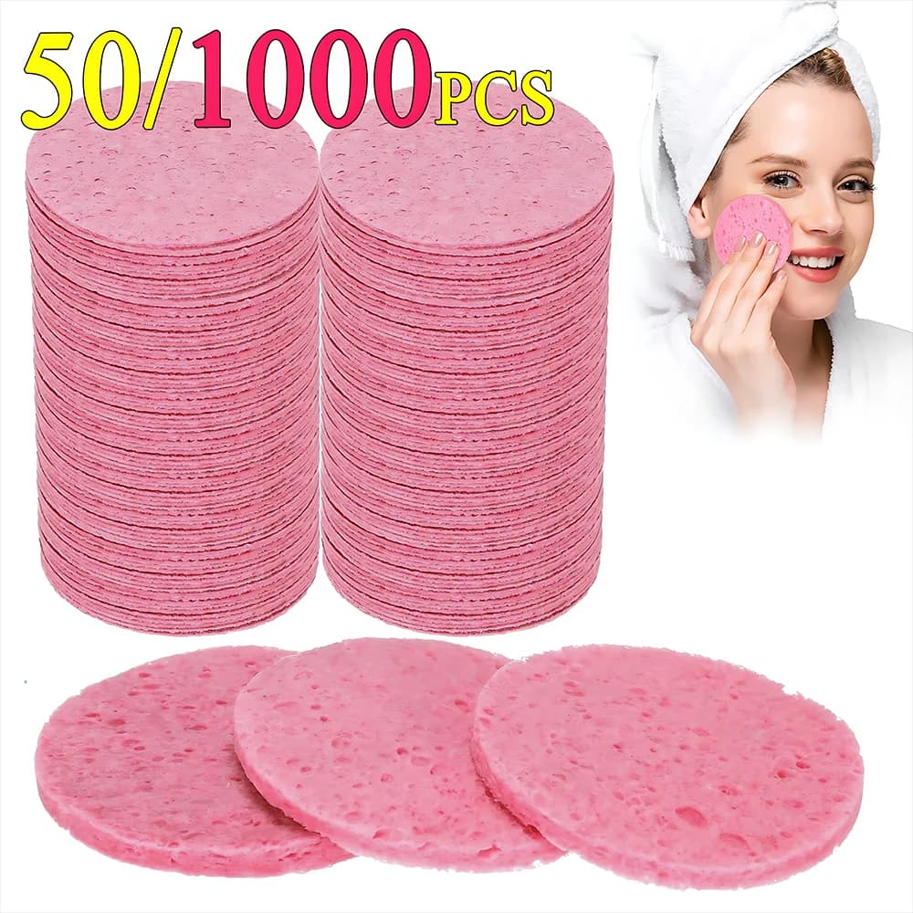 50-1000PCS Kompresse Gesicht Waschen Puff Natürliche Holz Zellstoff Schwamm Gesicht Waschen Puff Schäumen Gesicht Puff Cosmetic Puff gesicht