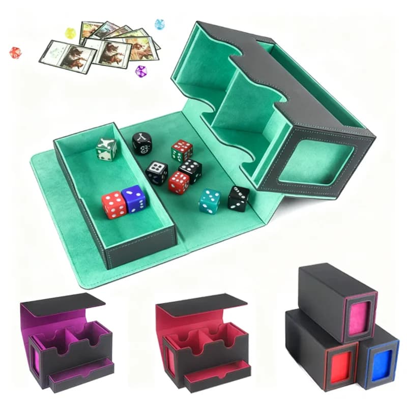 3-in-1-Kartenetui für Sammelkommandanten, PU-Leder, Karten-Aufbewahrungsbox, hält 200+ Magnetverschluss, Kartenhalter für PKM, MTG, TCG, Spiel