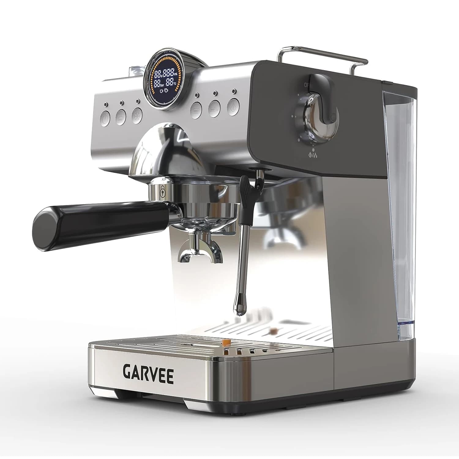 1450W Halbautomatische Italienische Kaffeemaschine mit 20 Bar Filter, Milchaufschäumer, 1,5L Wassertank und LED-Display für Latte