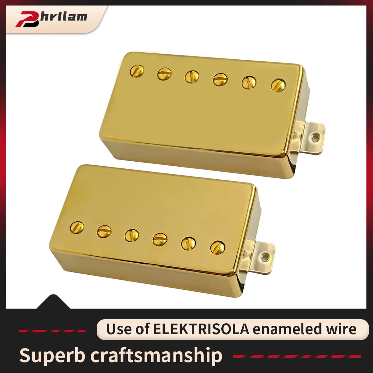 Phrilam Alnico 5 LP Zuschneidbare Single-Coil-Gitarren-Humbucker für Hals und Brücke, Set 7,8K/8,8K für Les Paul SG Style