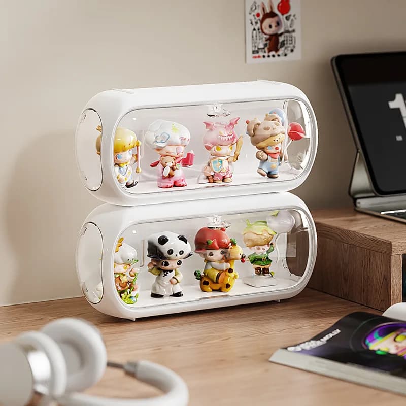 Blind Box Vitrine Wandmontierte staubdichte Raumkapsel ohne Bohren Regal Ausweishalter Figurenetui Magnetische transparente Box
