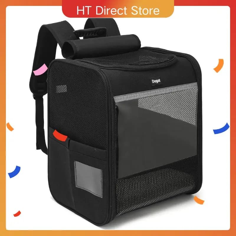 Dogat Haustier-Rucksack XL – Atmungsaktiver Katzen-/Hunde-Transporter bis 10kg mit Mesh-Fenster, faltbar