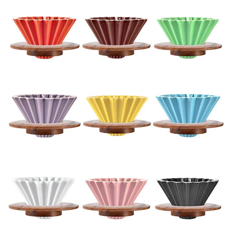 Keramik-Kaffeetropfer zum Übergießen von Kaffeemaschinen, handgefertigt, Origami-Kaffeefilterbecher, Blumenform, Trichter, Tropf, Café,