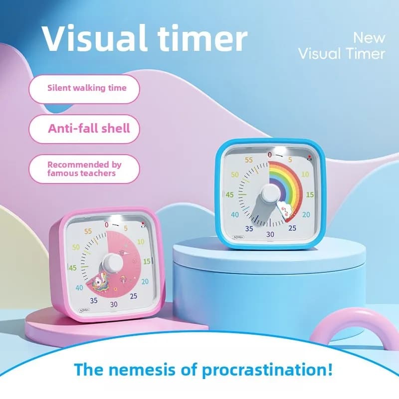 Visueller Timer mit Nachtlicht, Schul-Minute, 60 Minuten Countdown-Timer für Kinder und Erwachsene, Pomodoro Stoppuhr
