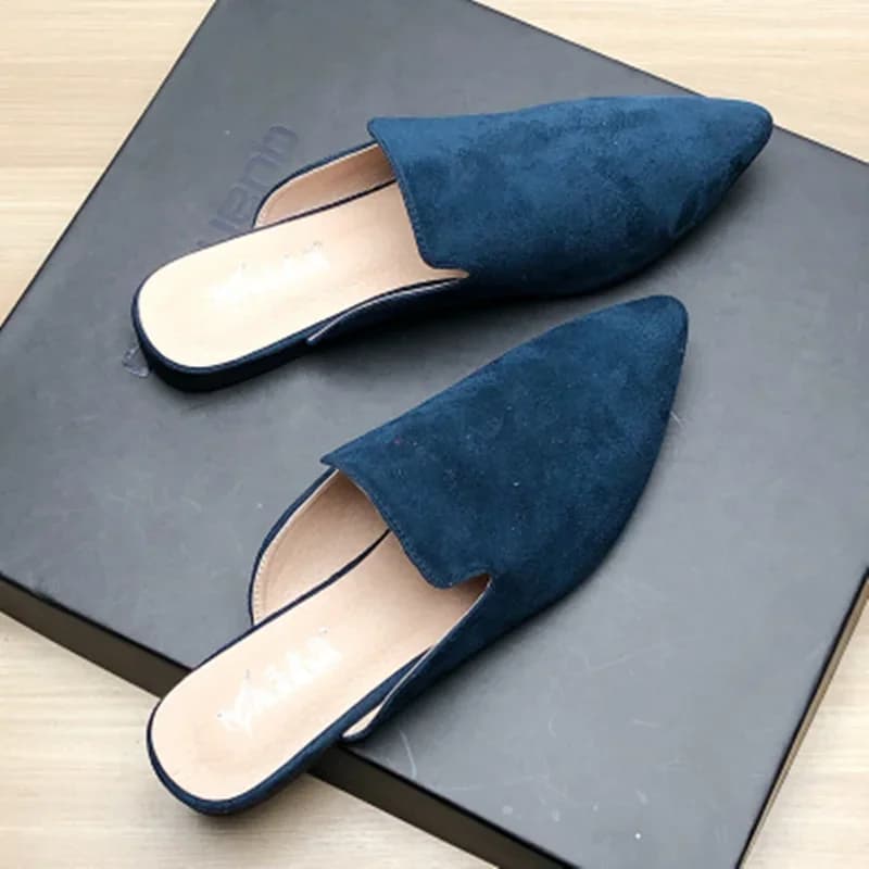 Weibliche Einfache Nähen Plain Schuhe Outdoor Spitze Zehen Rutschen Kamel Blau Weiche Sohle Breite Fitting 48-33 2022 neue Ankünfte De Mujer