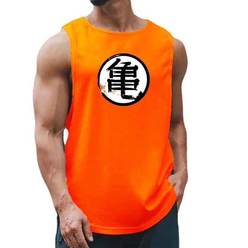 Japanische Anime Schildkröte Skript gedruckt Sommer Fitness Sport Tanktops Männer Sport kleidung Workout Ärmel Hemd lose Lauf weste