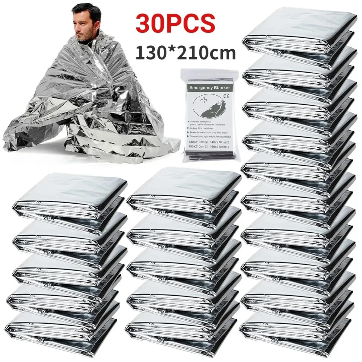 1-10PCS Notfall Decke Outdoor Überleben Erste Hilfe Militär Rettungs Kit Winddicht Wasserdichte Folie Thermische Decke für Camping