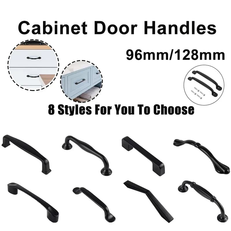 20er-Pack 96/128 mm Lochabstand Schubladentürgriff Moderner einfacher Kleiderschrank Schrankgriff Schwarz mattierter Griff Möbelbeschläge