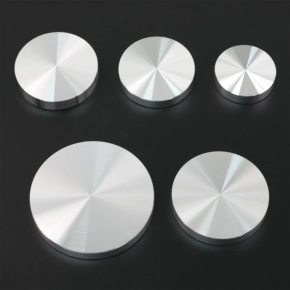 Tischadapter aus Aluminiumglas, Kreis, Metallblockscheibe, 10 mm dick, 20/25/30/40/50/55/60/75/90/100 mm – M6/M8/M10